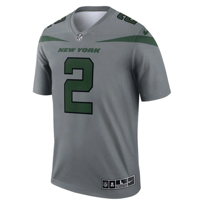 Shop Nike Zach Wilson Gray New York Jets Inverted Legend Jersey