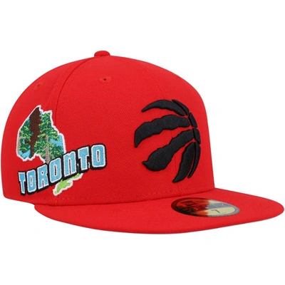 Shop New Era Red Toronto Raptors Stateview 59fifty Fitted Hat