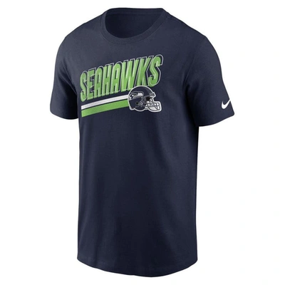 Shop Nike College Navy Seattle Seahawks Essential Blitz Lockup T-shirt