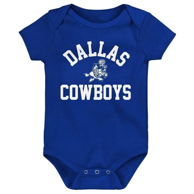 Shop Outerstuff Newborn & Infant Navy/royal/heather Gray Dallas Cowboys Three-pack Eat, Sleep & Drool Retro Bodysuit