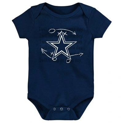 Shop Outerstuff Newborn & Infant Navy/royal/heather Gray Dallas Cowboys Three-pack Eat, Sleep & Drool Retro Bodysuit