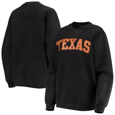 Shop Pressbox Black Texas Longhorns Comfy Cord Vintage Wash Basic Arch Pullover Sweatshirt