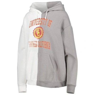 Shop Gameday Couture Gray/white Usc Trojans Split Pullover Hoodie