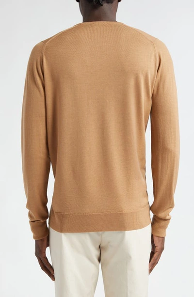 Shop John Smedley Marcus Virgin Wool Crewneck Sweater In Nutmeg