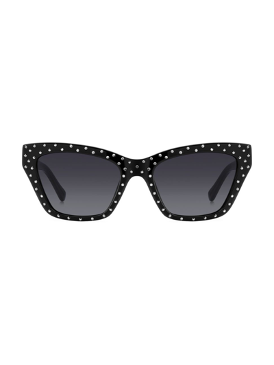 Shop Kate Spade Women's Fay 54mm Cat-eye Sunglasses In Black Grey Shaded