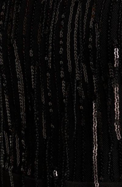 Eliza J Sequin Fringe Long Sleeve Jumpsuit In Black
