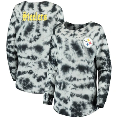 Shop New Era Black Pittsburgh Steelers Tie-dye Long Sleeve T-shirt