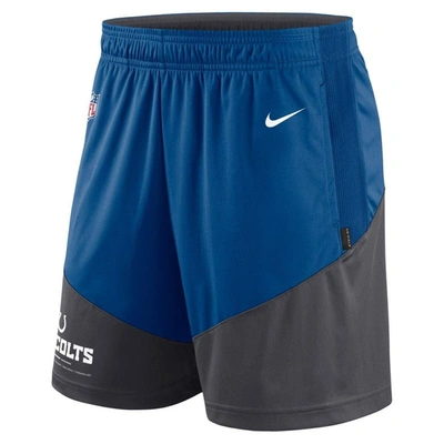 Shop Nike Royal/anthracite Indianapolis Colts Sideline Primary Lockup Performance Shorts