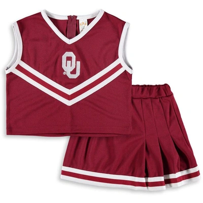 Shop Little King Girls Toddler Crimson Oklahoma Sooners Two-piece Cheer Set