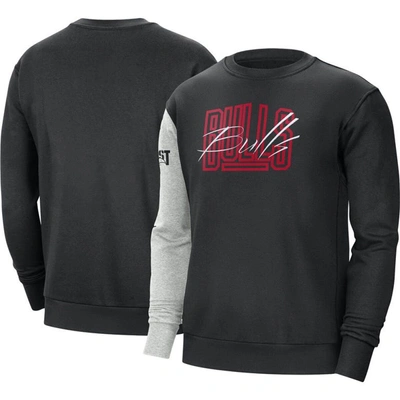 Shop Nike Black/heather Gray Chicago Bulls Courtside Versus Force & Flight Pullover Sweatshirt