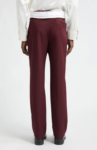Shop Martine Rose Rolled Waistband Twill Pants In Burgundy