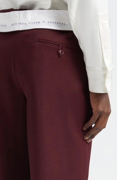 Shop Martine Rose Rolled Waistband Twill Pants In Burgundy