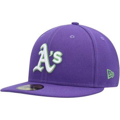 Shop New Era Purple Oakland Athletics Lime Side Patch 59fifty Fitted Hat
