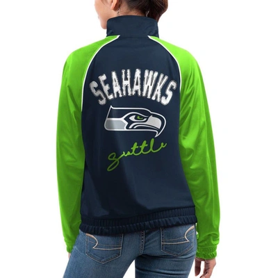Shop G-iii 4her By Carl Banks Navy Seattle Seahawks Showup Fashion Dolman Full-zip Track Jacket