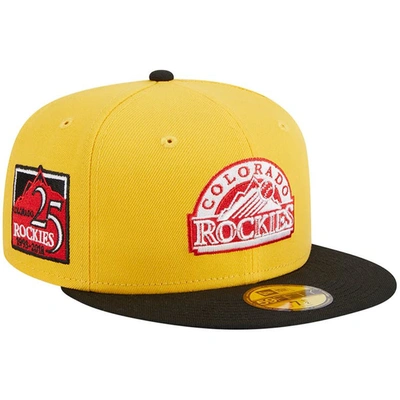 Shop New Era Yellow/black Colorado Rockies Grilled 59fifty Fitted Hat