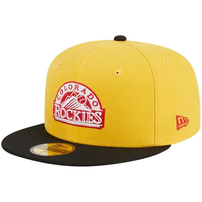 Shop New Era Yellow/black Colorado Rockies Grilled 59fifty Fitted Hat
