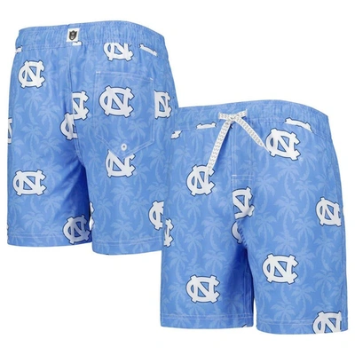 Shop Wes & Willy Youth   Light Blue North Carolina Tar Heels Palm Tree Swim Shorts