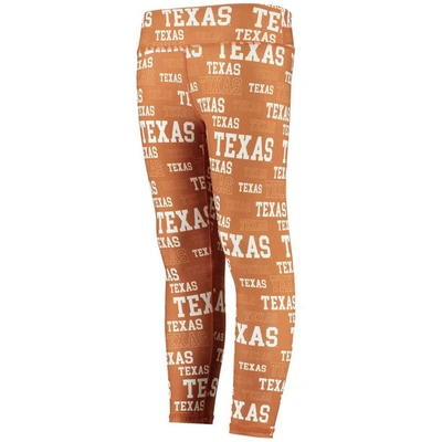 Shop Zoozatz Girls Youth  Texas Orange/white Texas Longhorns Stacked Mascot Leggings In Burnt Orange