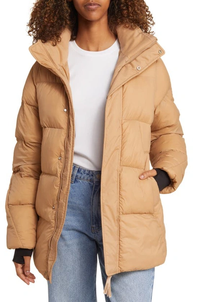 Shop Halfdays Tabei Recycled Nylon Puffer Parka With Removable Hood In Chai