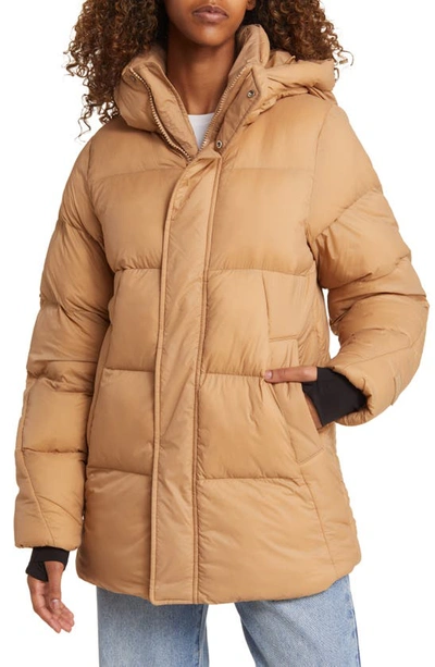 Shop Halfdays Tabei Recycled Nylon Puffer Parka With Removable Hood In Chai