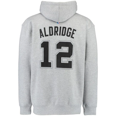 Shop Adidas Originals Adidas Lamarcus Aldridge Gray San Antonio Spurs Name & Number Pullover Hoodie