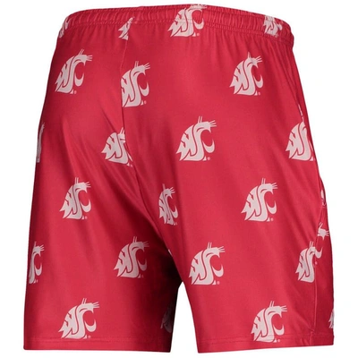 Concepts Sport Crimson Washington State Cougars Flagship Allover Print Jam Shorts In Crimson