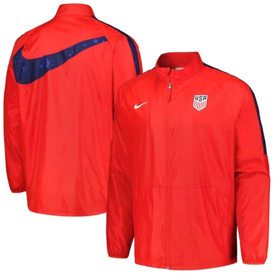 Shop Nike Red Usmnt 2023 Academy Awf Raglan Full-zip Jacket