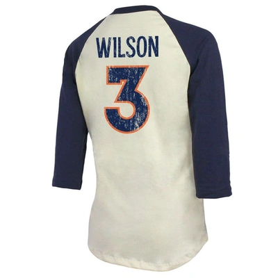 Shop Majestic Threads Russell Wilson Cream/navy Denver Broncos Name & Number Raglan 3/4 Sleeve T-shirt