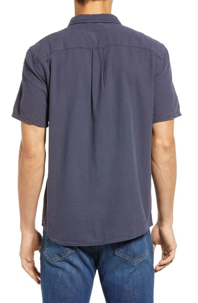 Shop Marine Layer Selvage Pocket Short Sleeve Button-up Shirt In Indigo