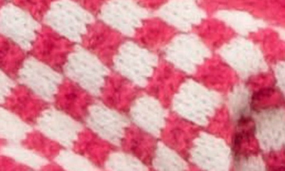 Shop Blu Pepper Stripe Check Balloon Sleeve Cardigan In Hot Pink