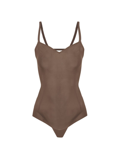 Shop Item M6 Women's All Mesh Brief Shape Bodysuit In Milk Chocolate