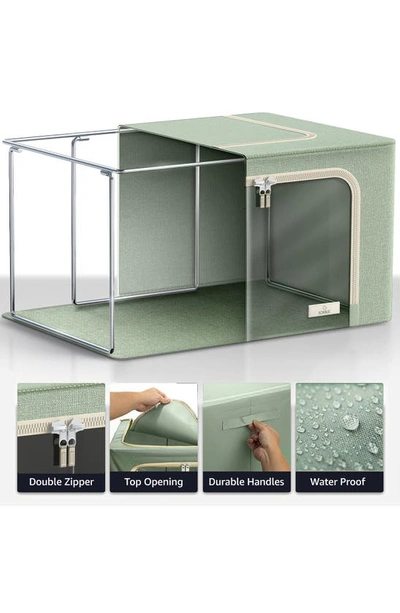 Sorbus Set Of 2 Stackable Foldable Organizer Bins In Teal