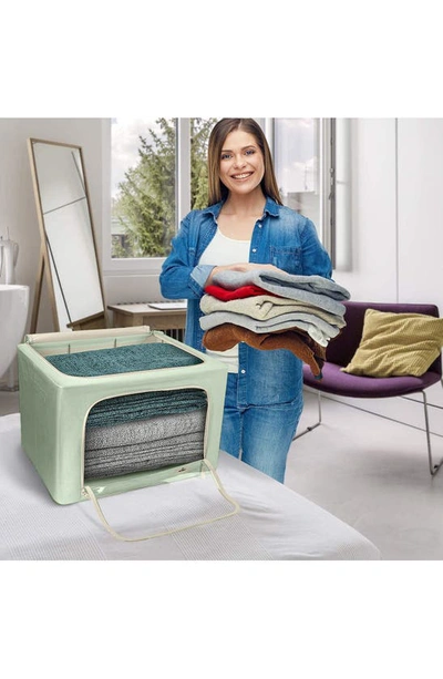Sorbus Set Of 2 Stackable Foldable Organizer Bins In Teal