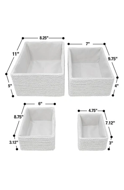 Sorbus Set Of 4 Woven Rope Baskets In White