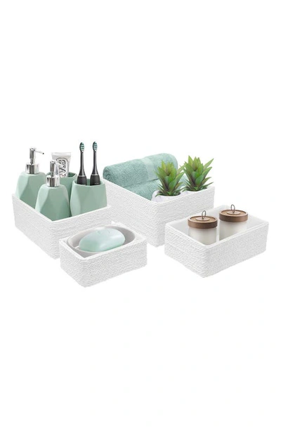 Sorbus Set Of 4 Woven Rope Baskets In White
