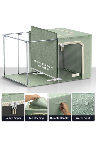 Sorbus Set Of 2 Stackable Foldable Organizer Bins In Teal