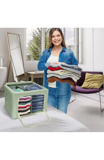 Sorbus Set Of 2 Stackable Foldable Organizer Bins In Teal