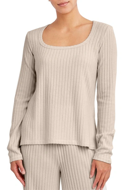 Shop Sage Collective Sage Collective Long Sleeve Ribbed High-low Top In Dune