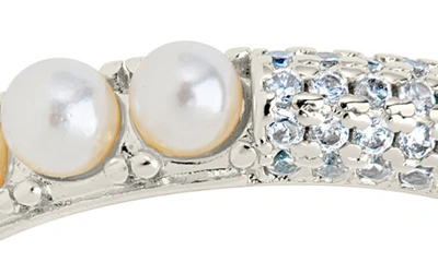Shop Sterling Forever Evelyn 2.8mm Cultured Pearl & Cubic Zirconia Ring In Silver