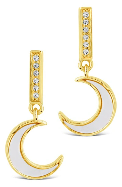 Shop Sterling Forever Valeria Cubic Zirconia & Mother-of-pearl Moon Drop Earrings In Gold