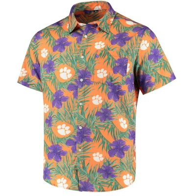 Shop Foco Orange Clemson Tigers Floral Button-up Shirt