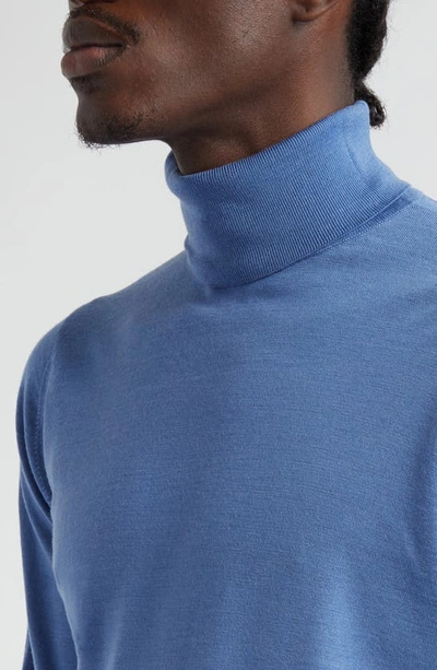 Shop John Smedley Richard Turtleneck Merino Wool Sweater In Riveira Blue