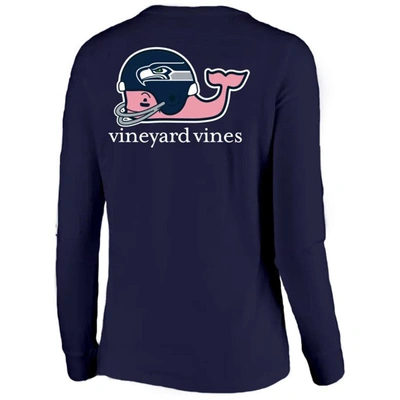 Shop Vineyard Vines College Navy Seattle Seahawks Helmet Long Sleeve T-shirt