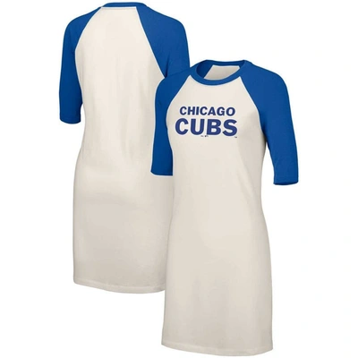 Shop Lusso White Chicago Cubs Nettie Raglan Half-sleeve Tri-blend T-shirt Dress