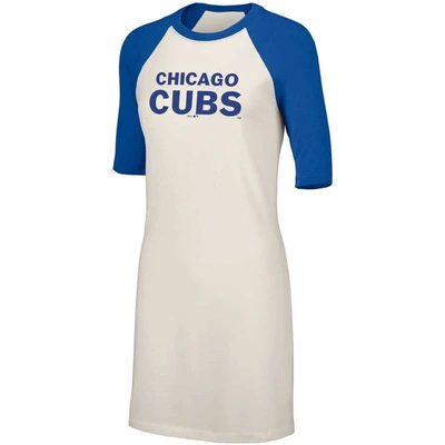 Shop Lusso White Chicago Cubs Nettie Raglan Half-sleeve Tri-blend T-shirt Dress