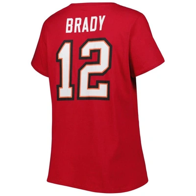 Fanatics Branded Tom Brady Red Tampa Bay Buccaneers Plus Size Player Name & Number Logo V-neck T-shi In Red