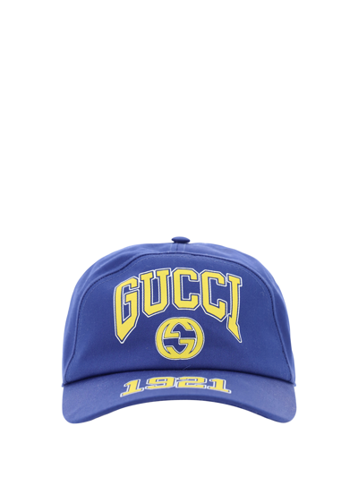 Shop Gucci College Baseball Cap In Blue/crop