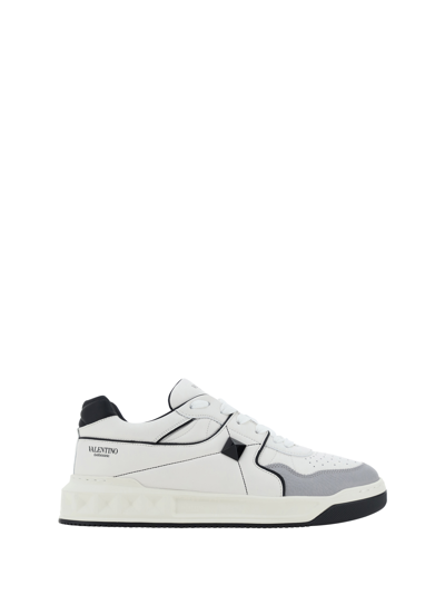 Shop Valentino Garavani One Stud Sneakers In Bianco-nero/pastel Grey/nero/bianco