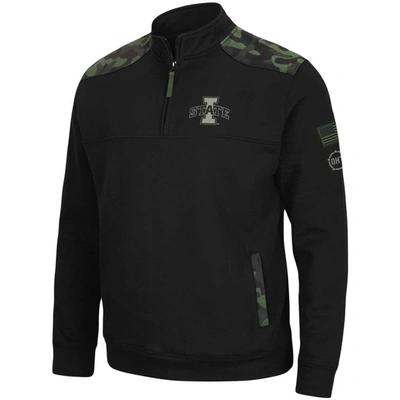 Colosseum Men's Black Iowa State Cyclones Oht Military-inspired Appreciation Commo Fleece Quarter-zip Jacket In Black