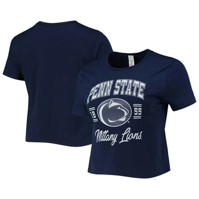 Shop Zoozatz Navy Penn State Nittany Lions Core Laurels Cropped T-shirt